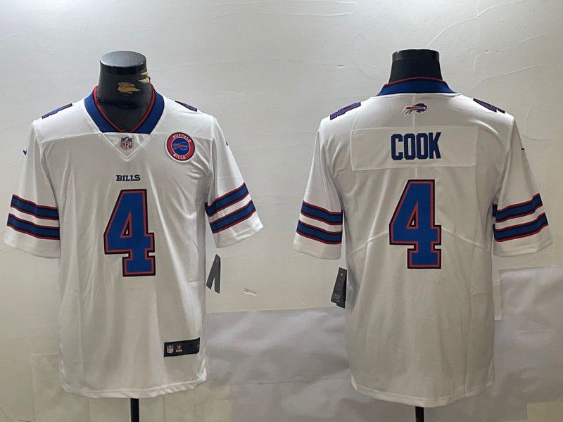Men Buffalo Bills #4 James Cook White 2024 Nike Vapor Limited NFL Jersey style 1